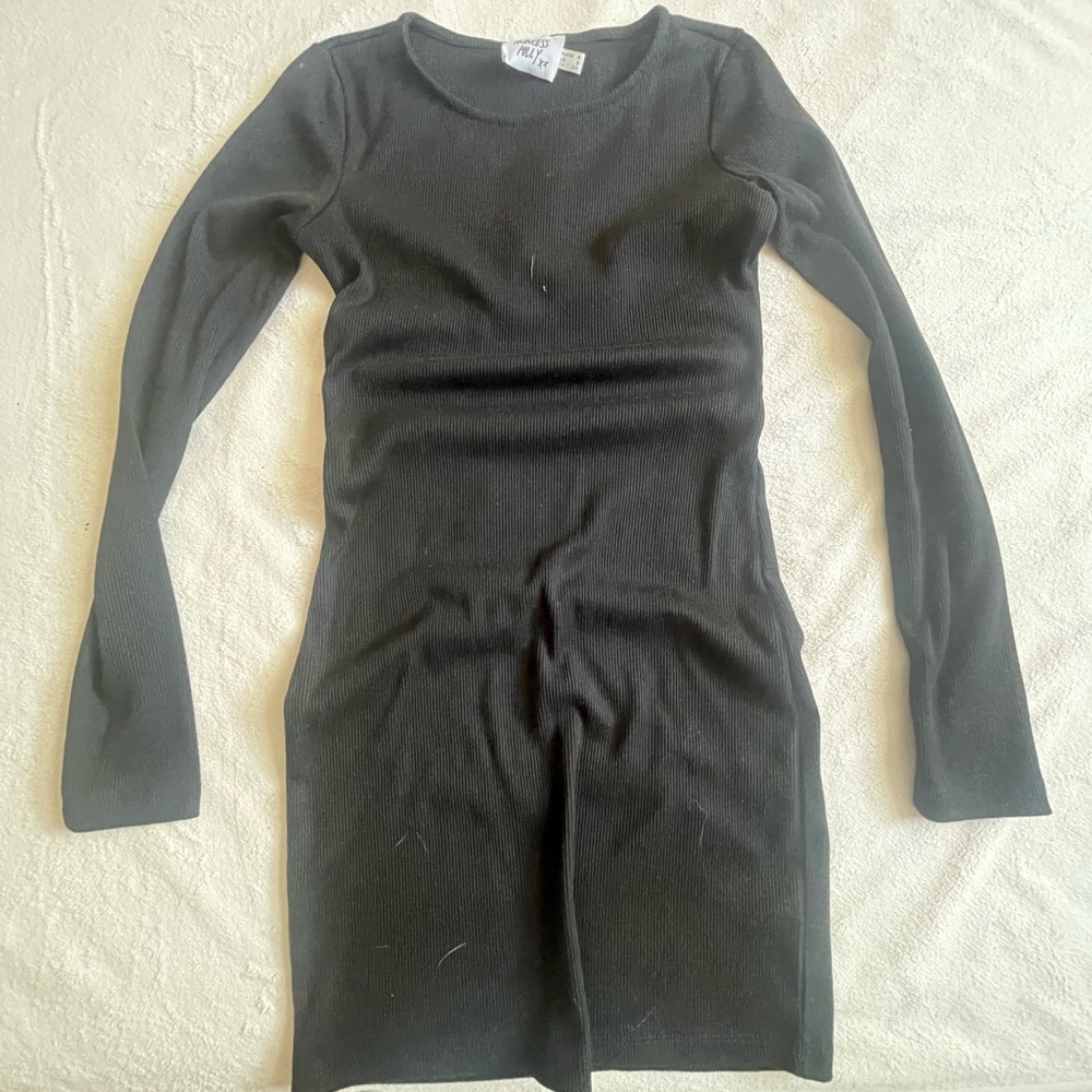 Princess Polly black long sleeved ribbed mini dress